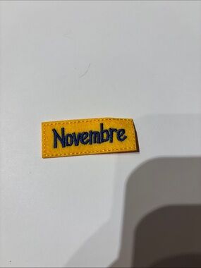 Yellow 'Novembre' Embroidered Patch - Blue Lettering